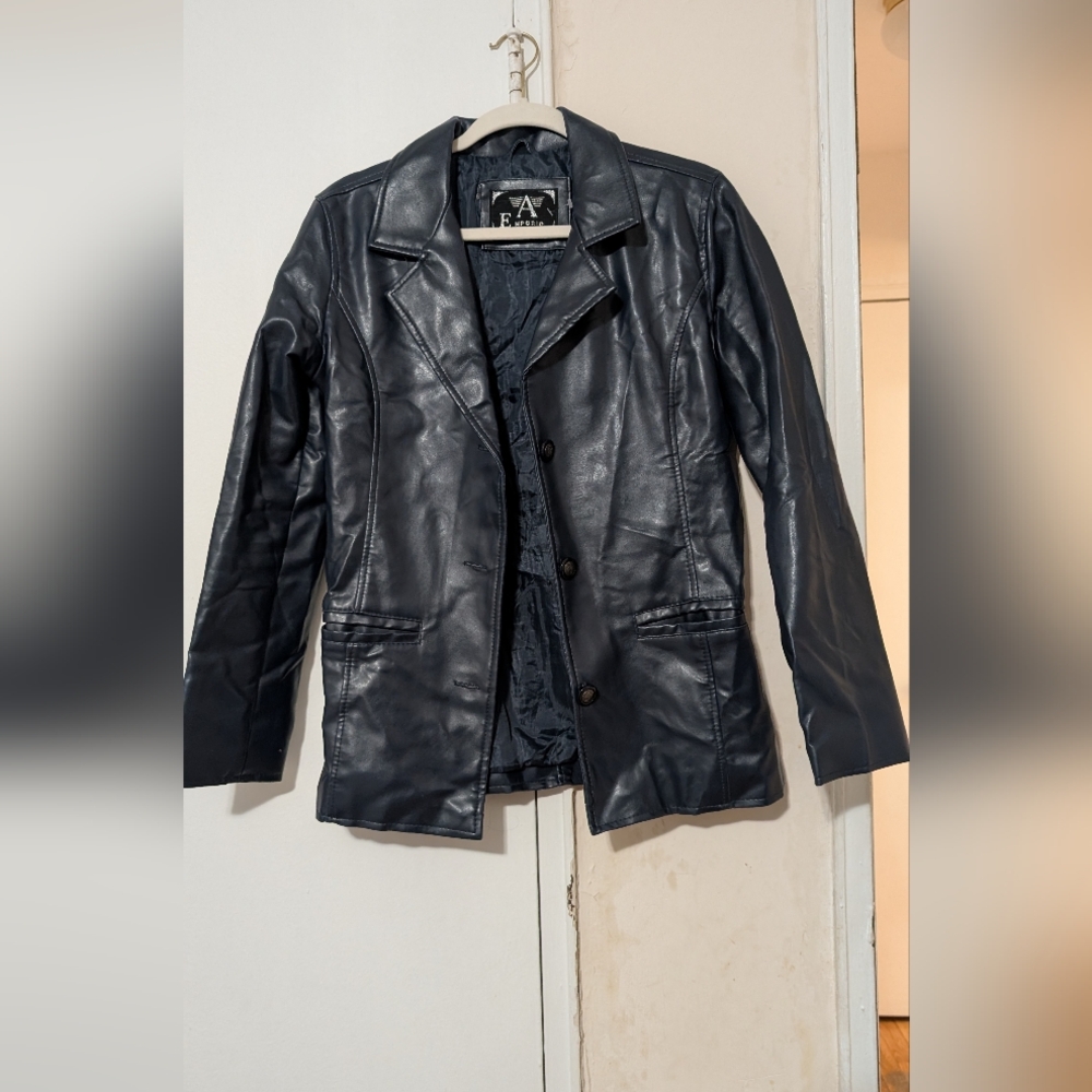 Faux Leather navy blue Jacket